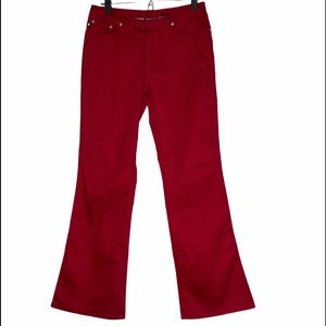 Express Red with Croc Pattern Brushed Denim Jeans